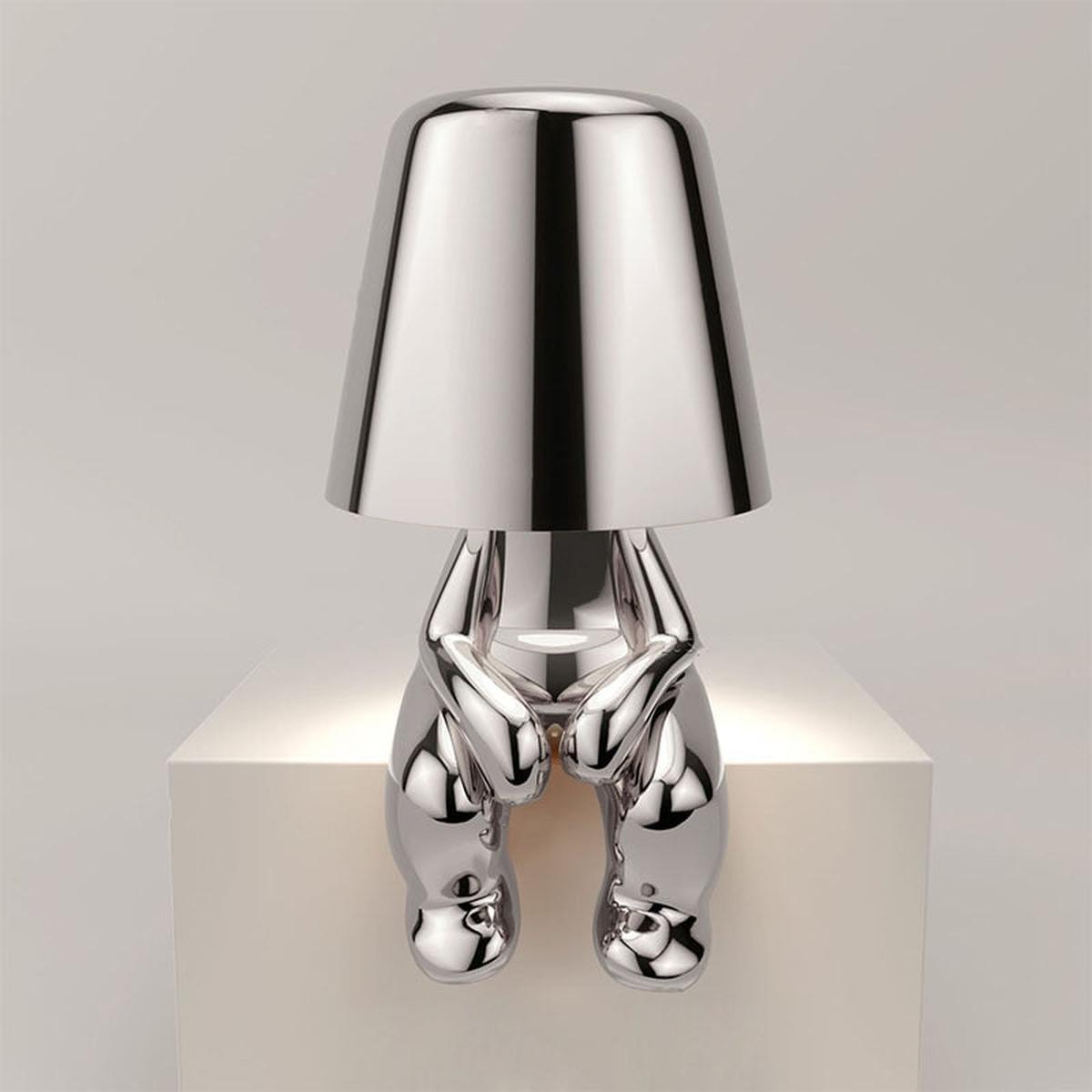 SUENTA Moderne Tischlampe Mit Einstellbarer Helligkeit Kabellos Sitzendes Silber