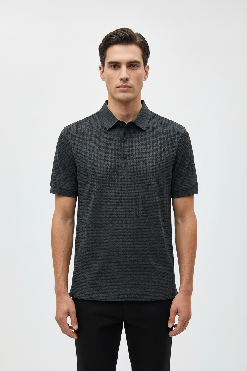 SUENTA Hommes | Herren Strukturiertes Polohemd – Leichtes & Atmungsaktives Material