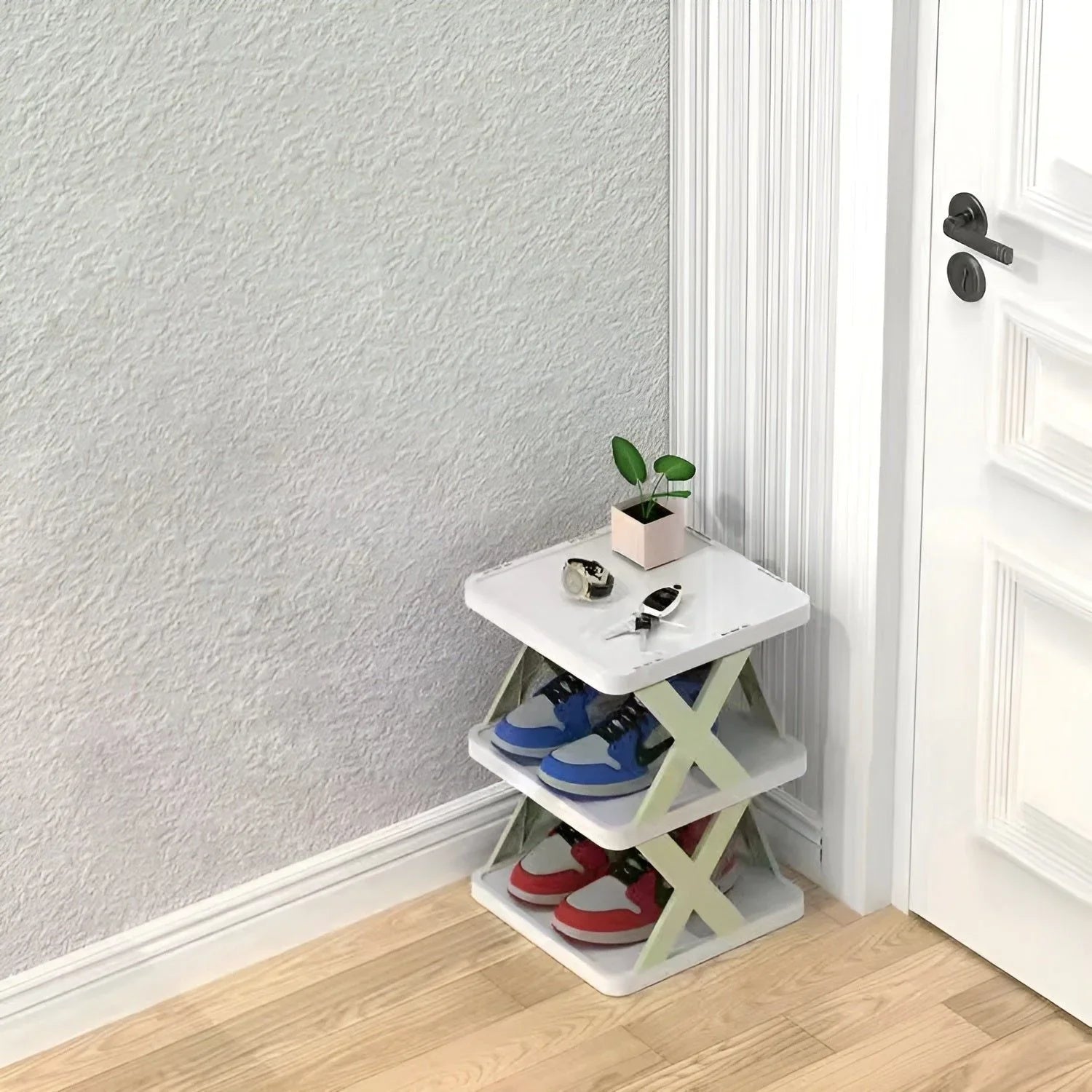 SUENTA Multifunktionales und Faltbares Schuhregal für Platzsparende Aufbewahrung Grün