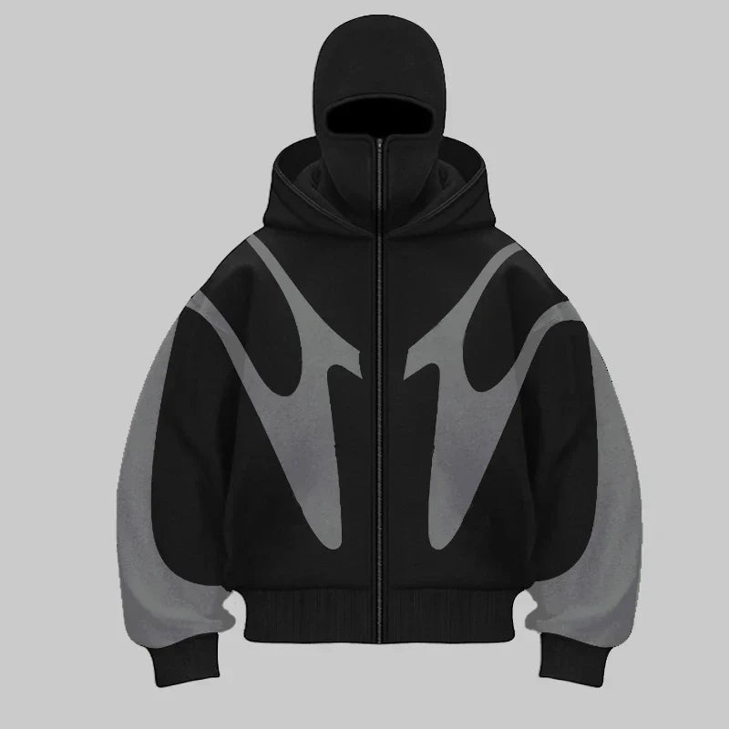 SUENTA Unisex Hoodie mit Balaclava-Design Funktionale Wärme Komfort Grau