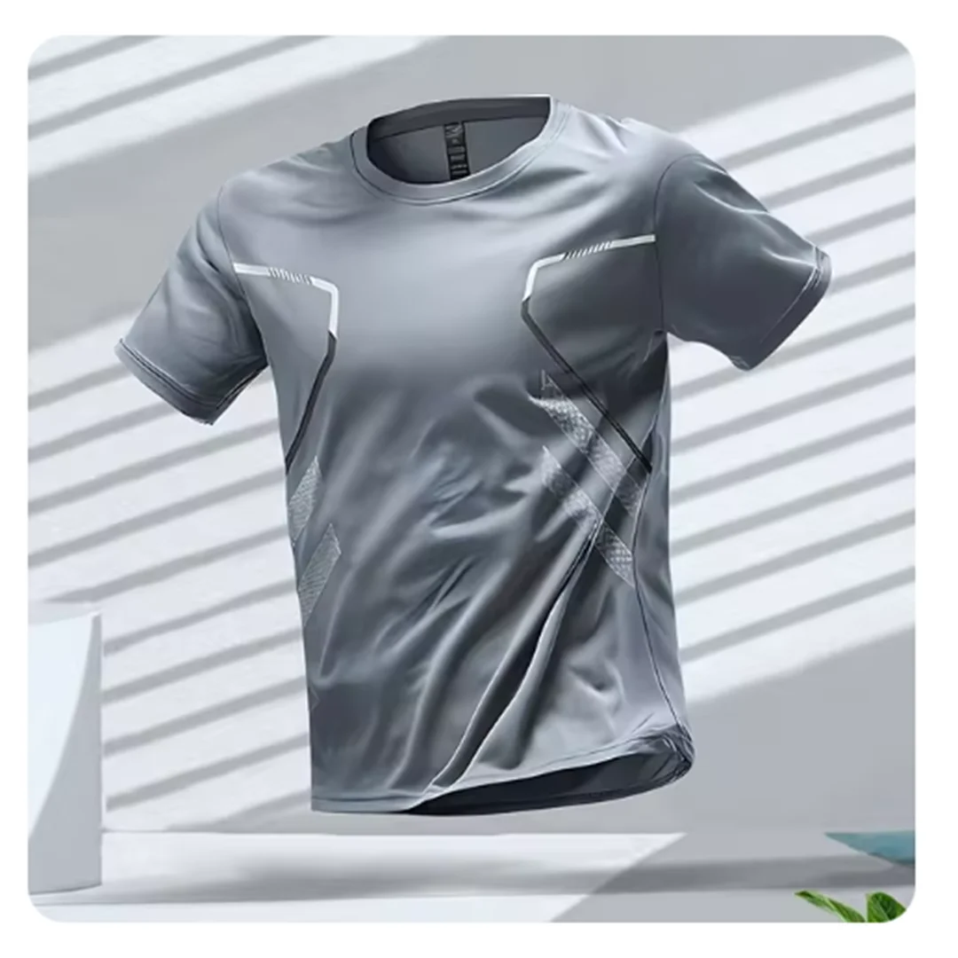 SUENTA Atmungsaktives Herren Sport T-Shirt Ultraleichte Material Grau