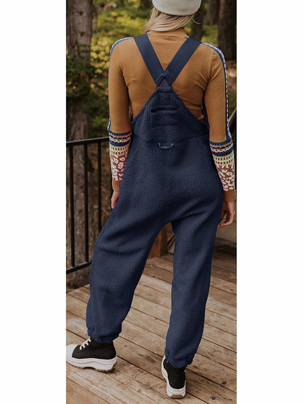 SUENTA Damen Fleece Thermo Overall – Warmer Einteiler mit Praktischen Reißverschlusstaschen