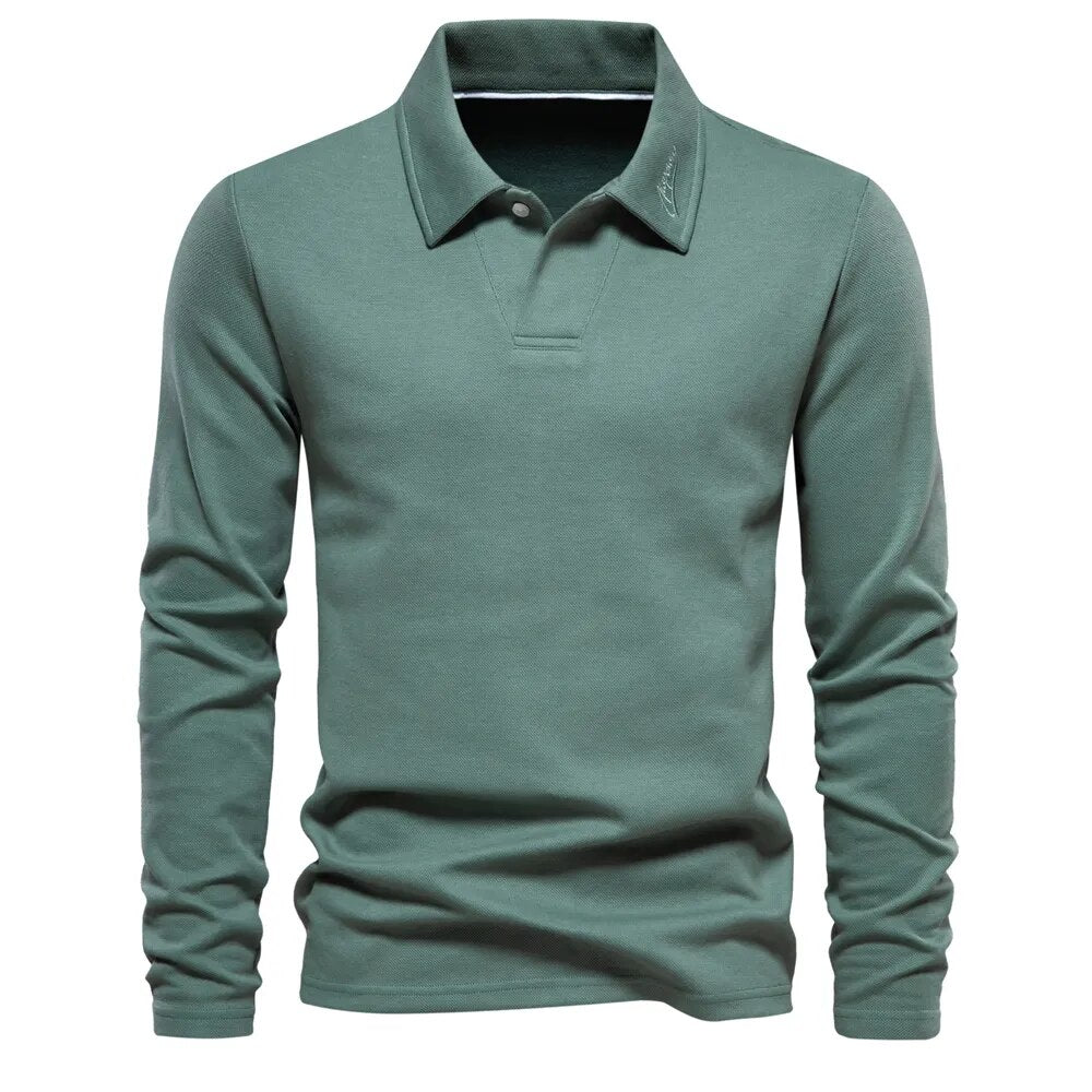 SUENTA Aureliuz | Herren Langärmliges Poloshirt – Weiches & Atmungsaktives Material Grün