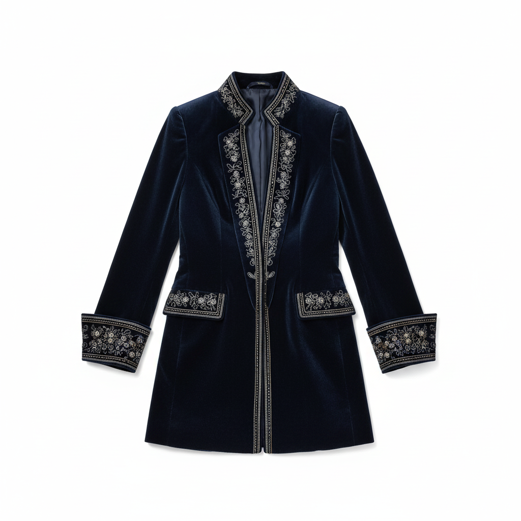SUENTA Elegante Samtjacke Luxuriösen Samtmaterial Exquisiten Verarbeitung