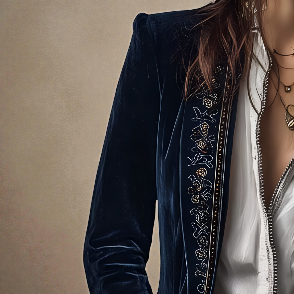 SUENTA Elegante Samtjacke Luxuriösen Samtmaterial Exquisiten Verarbeitung