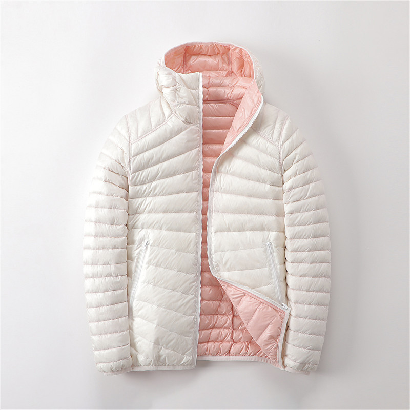 SUENTA Ushuaï Damen Leichte Übergangsjacke - Wendbar mit Kapuze Weiß Rosa