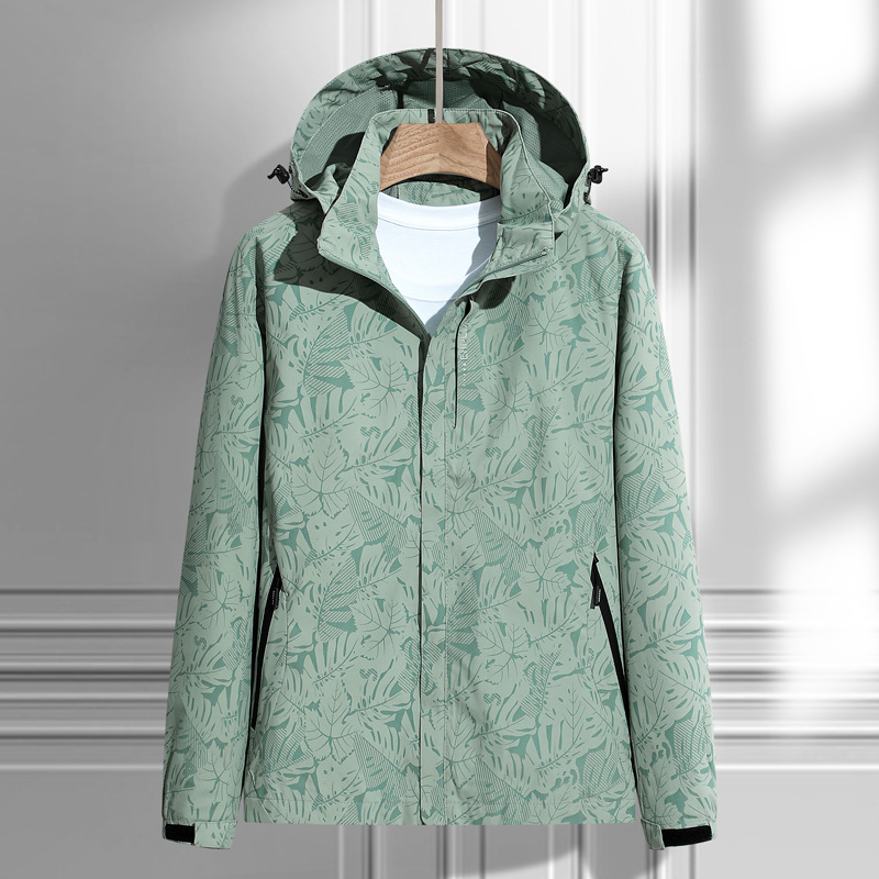 SUENTA Damen Kapuzen Windbreaker Jacke Reißverschluss Leicht Grün