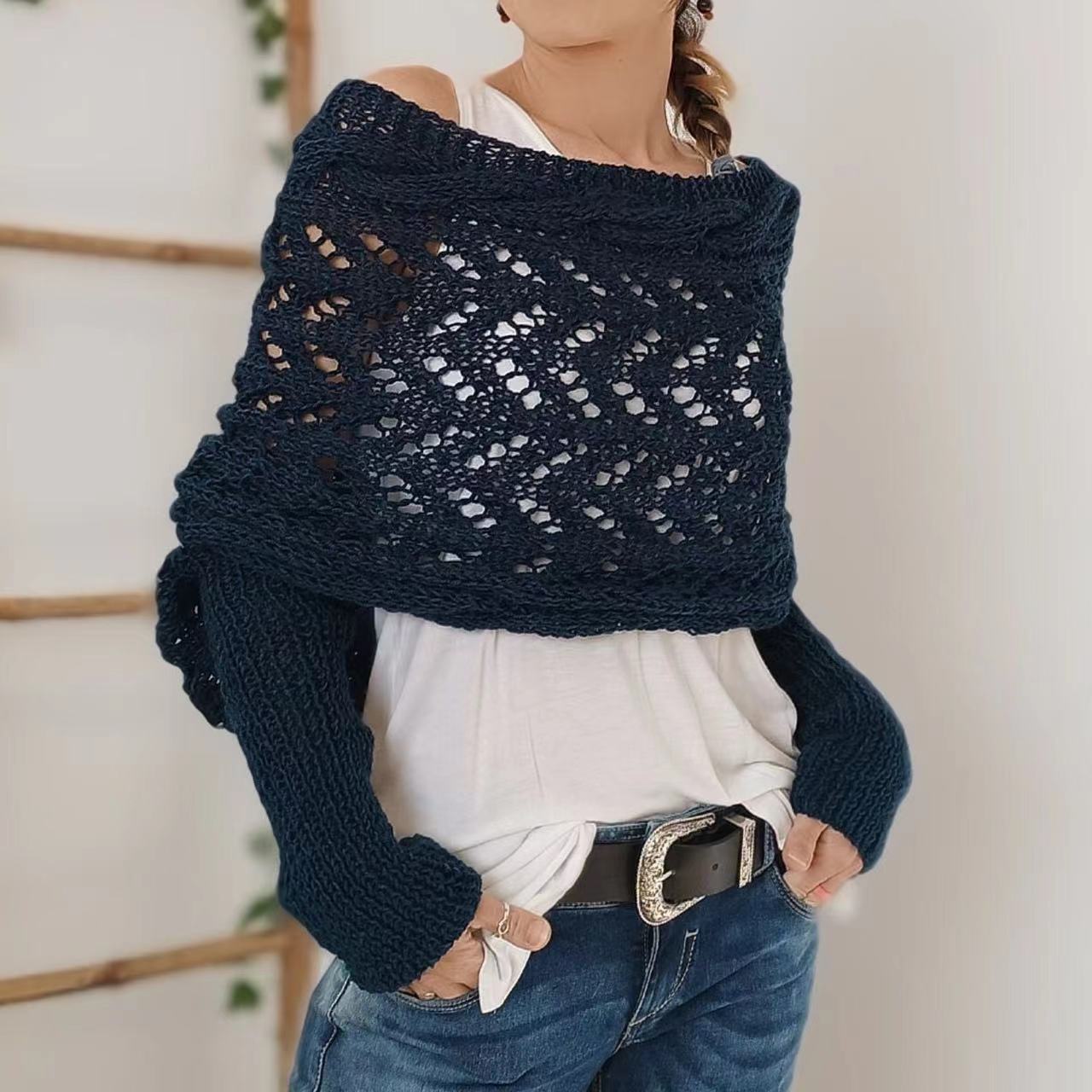SUENTA Bequemer Strickschal Kuschelige Strickqualität Eleganz Dunkelblau