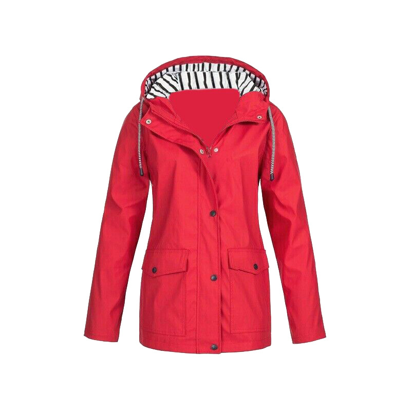 SUENTA Regenjacke Damen Wasserdicht Stilvoll Wind und Wetter - Winterjacke Damen Rot