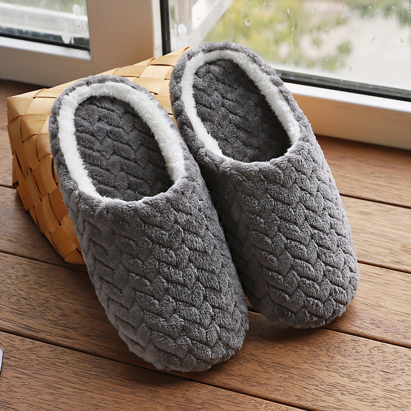 SUENTA Unisex Warme Und Weiche Hausschuhe Innenfutter Rutschfest Grau