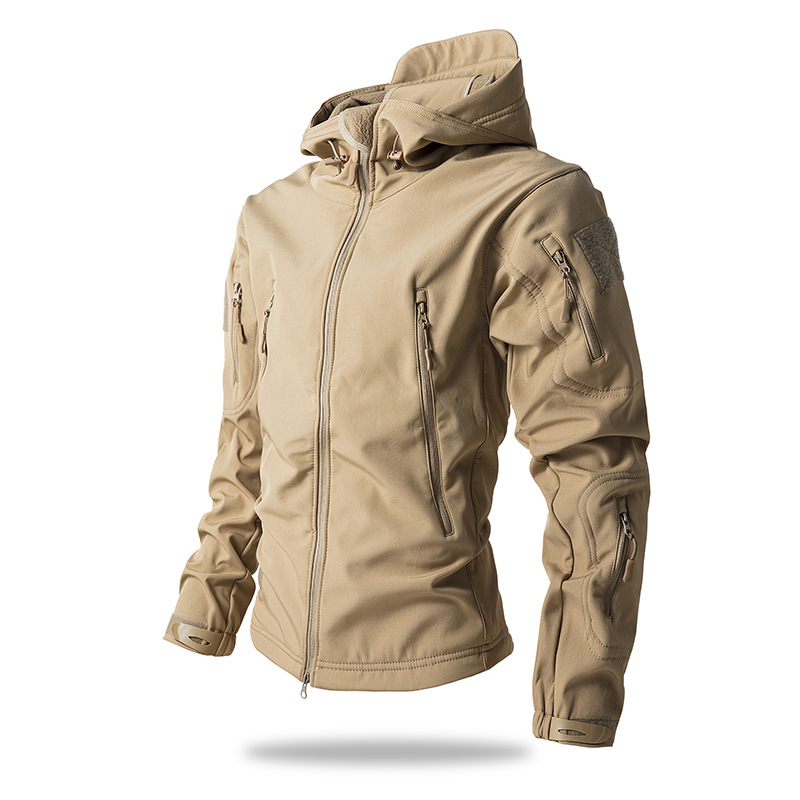 SUENTA Herren Softshell Jacke Windabweisenden Design Kapuze Khaki