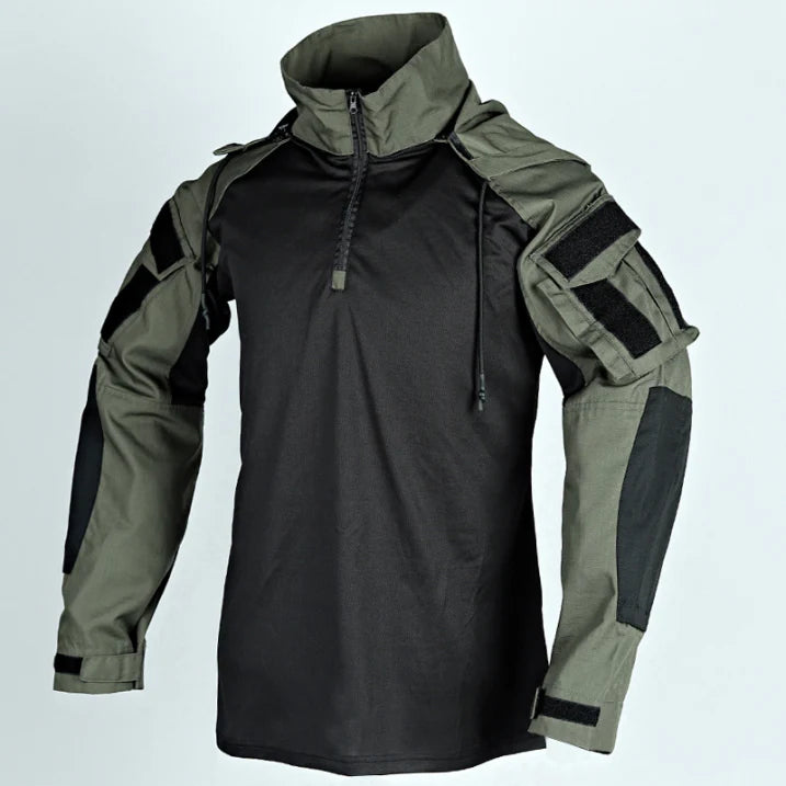 SUENTA Herren Taktische Softshell Jacke Mit Kapuze Modernes Design Dunkelgrün