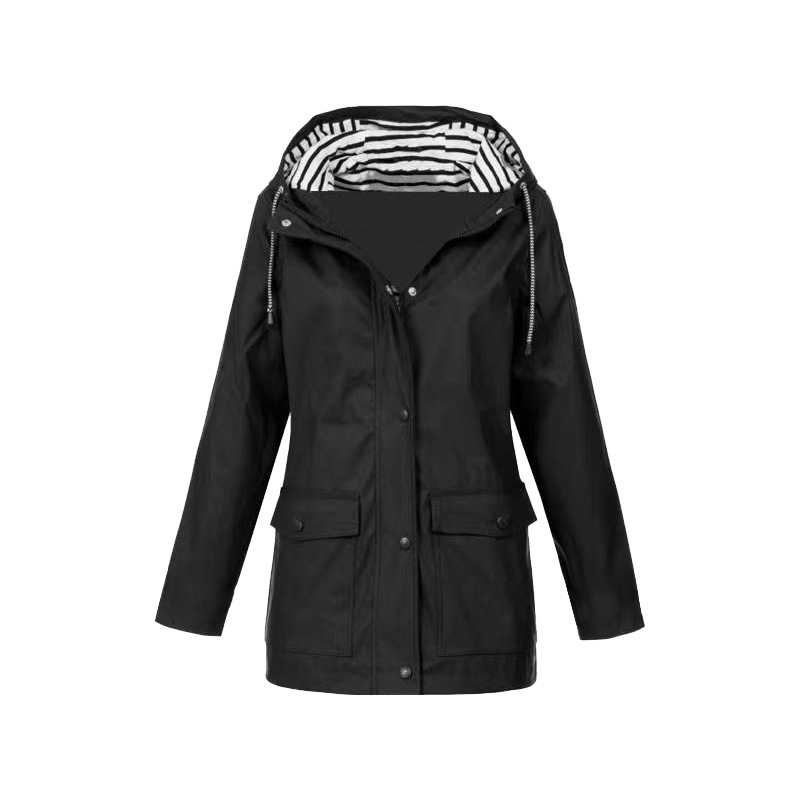 SUENTA Regenjacke Damen Wasserdicht Stilvoll Wind und Wetter - Winterjacke Damen Schwarz