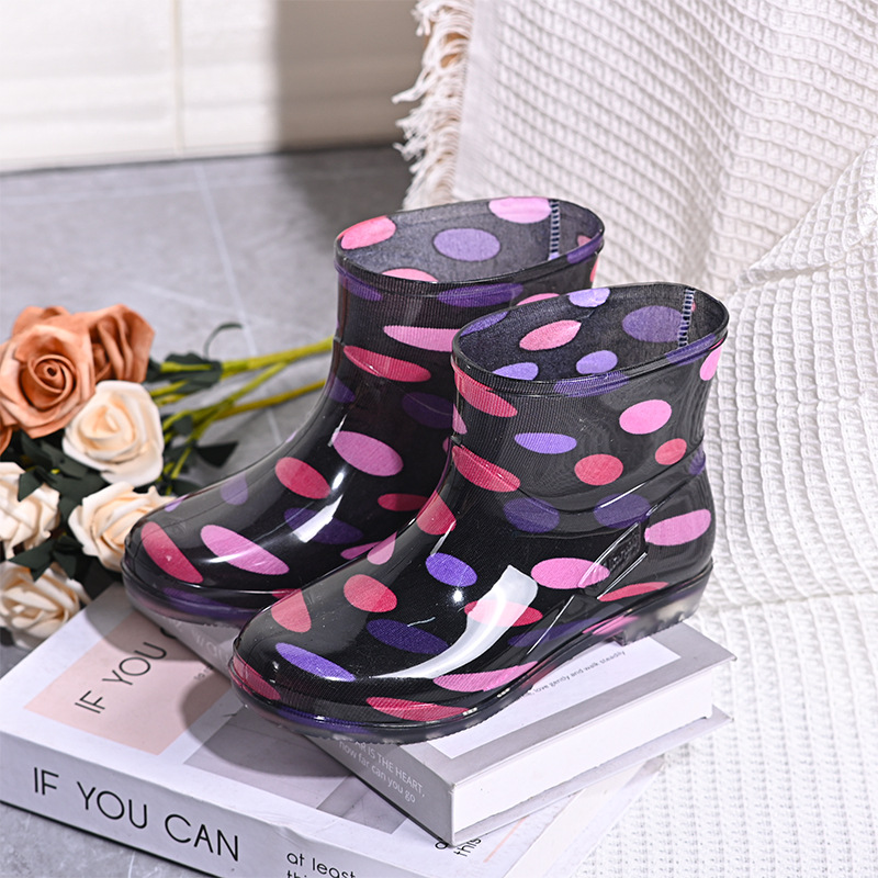 SUENTA Damen Wasserdichte Gummistiefel Mit Bunter Druck Regentage - Winterstiefel Lila Rosa