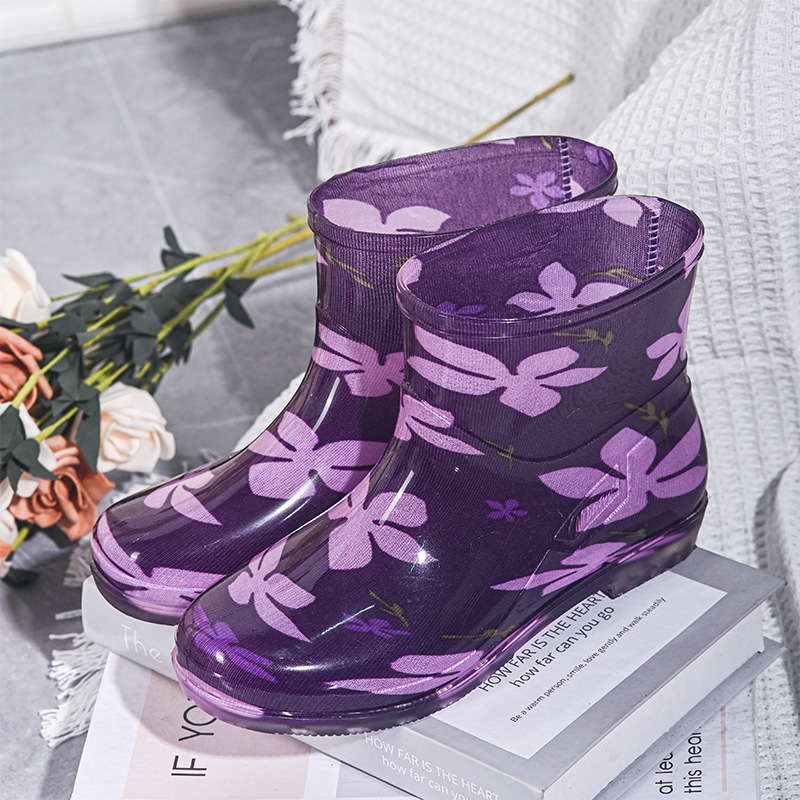 SUENTA Damen Wasserdichte Gummistiefel Mit Bunter Druck Regentage - Winterstiefel Lila