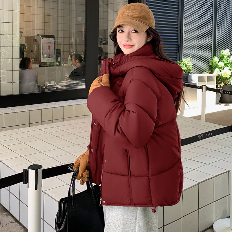 SUENTA Jorjo Damen Schwarze Daunenjacke - Zeitlos mit Kapuze Rot