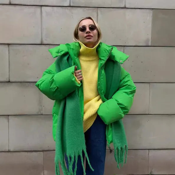 SUENTA Flames Damen Pufferjacke - Klassisch Warm und Stilvoll Grün