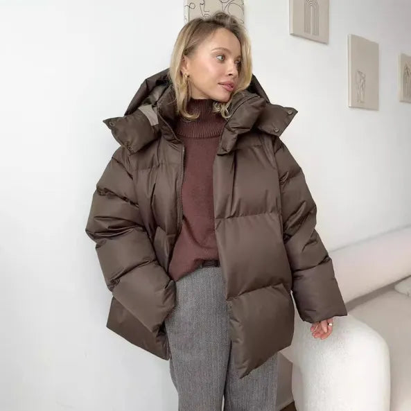 SUENTA Flames Damen Pufferjacke - Klassisch Warm und Stilvoll Braun