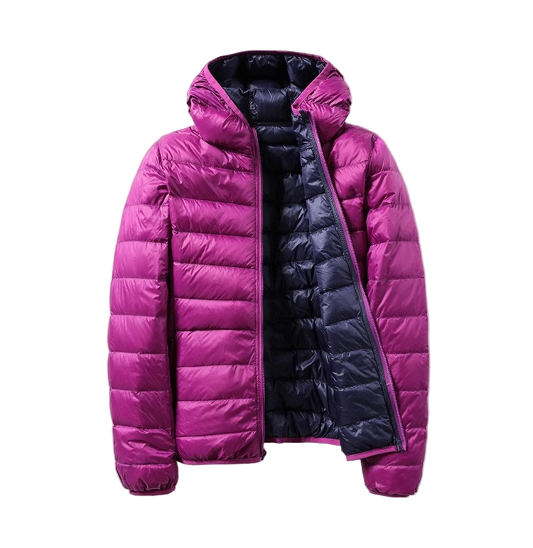 SUENTA Ushuaï Damen Leichte Übergangsjacke - Wendbar mit Kapuze Lila Blau