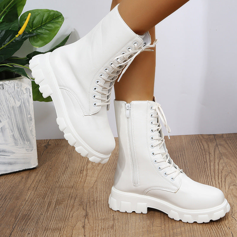 SUENTA Damen Stilvoll Dirndl Schuhe Plateau Mit Blockabsatz - Winterstiefel