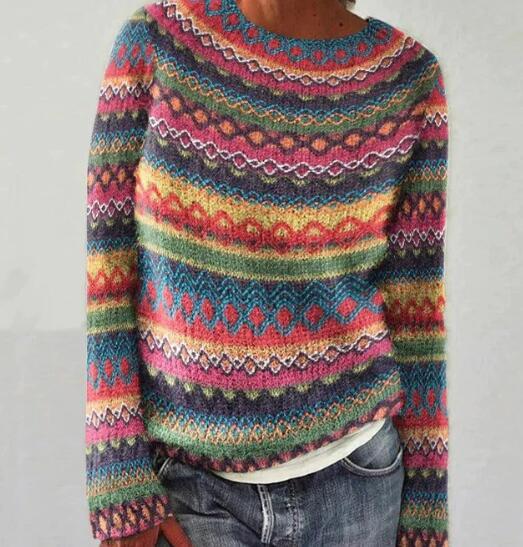 SUENTA Damen Stilvolle Strickpullover mit Rundhalsausschnitt Grau Weich Weiß