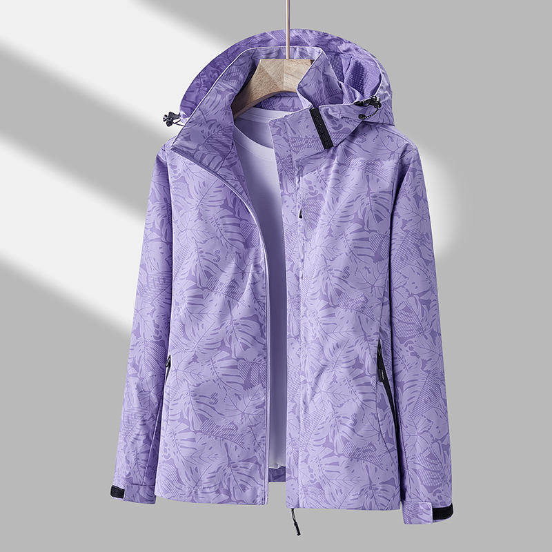 SUENTA Damen Kapuzenjacke Mit Reißverschluss Wasserdicht Winddichte - Winterjacke Damen Lila