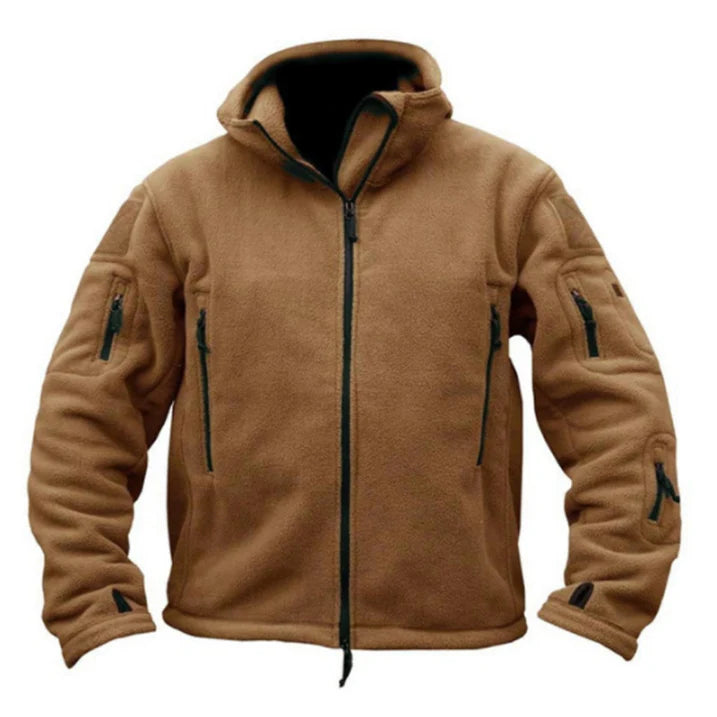 SUENTA Herren Softshell Jacke Langarm Abnehmbare Kapuze Taschen Braun
