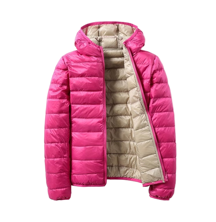 SUENTA Ushuaï Damen Leichte Übergangsjacke - Wendbar mit Kapuze Rosa Beige