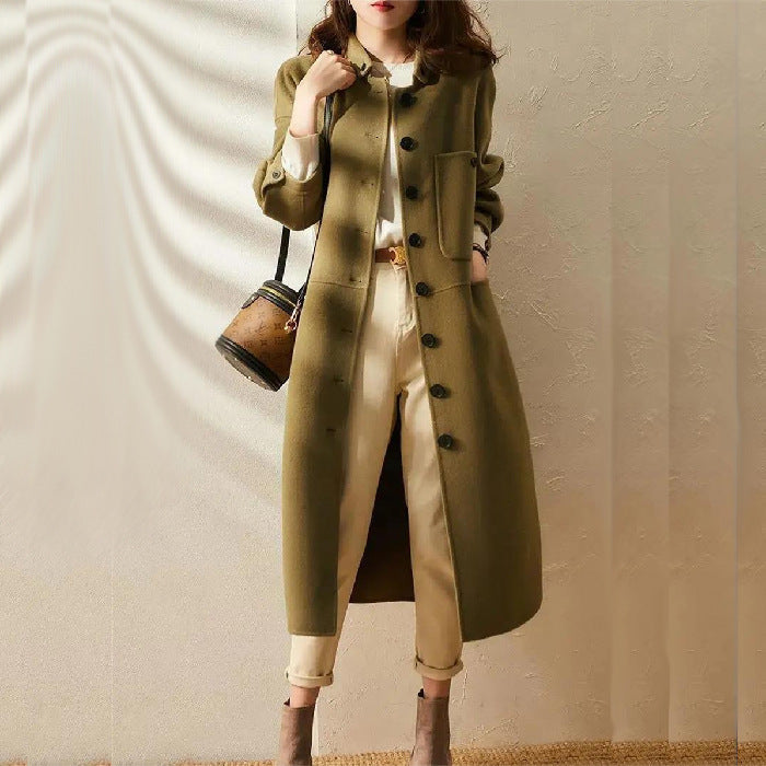 SUENTA Damen Trenchcoat Langer Frühling Weichheit Wärme Grün