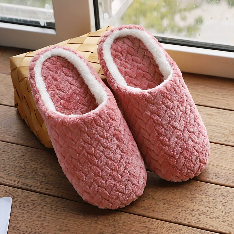 SUENTA Unisex Warme Und Weiche Hausschuhe Innenfutter Rutschfest Rosa