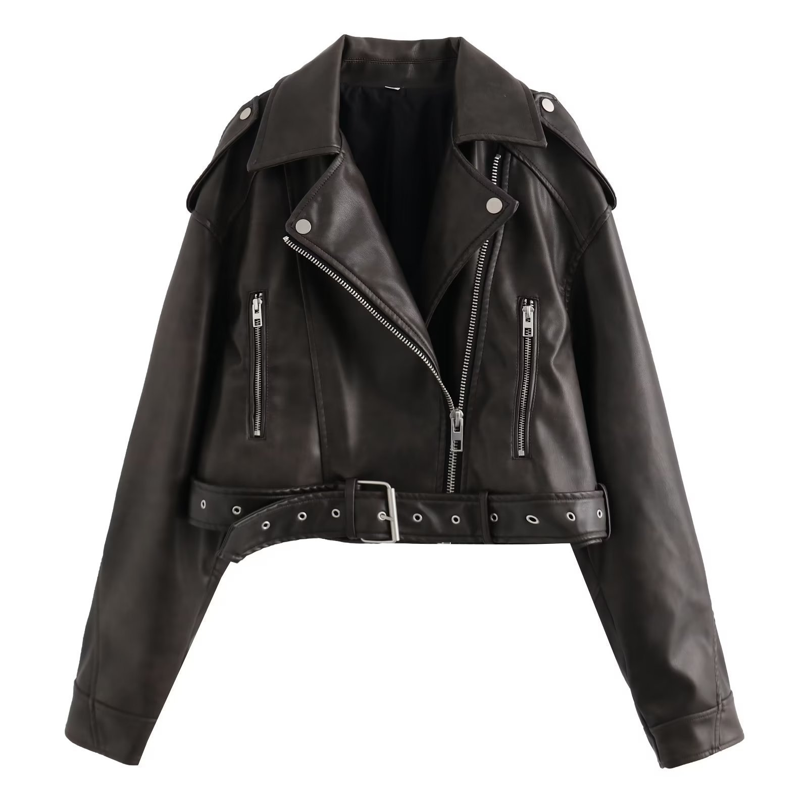 SUENTA Damen Bikerjacke – Klassische Jacke im Urbanen Look mit Klarer Kante Schwarz