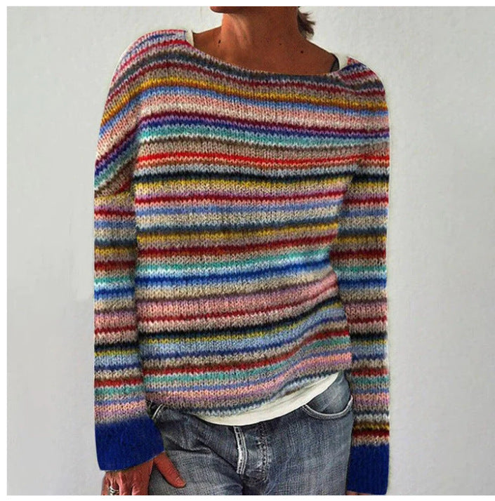 SUENTA Damen Stilvolle Strickpullover mit Rundhalsausschnitt Grau Weich Gelb