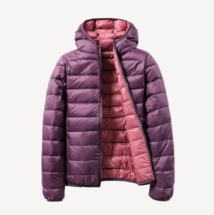 SUENTA Ushuaï Damen Leichte Übergangsjacke - Wendbar mit Kapuze Lila Rosa