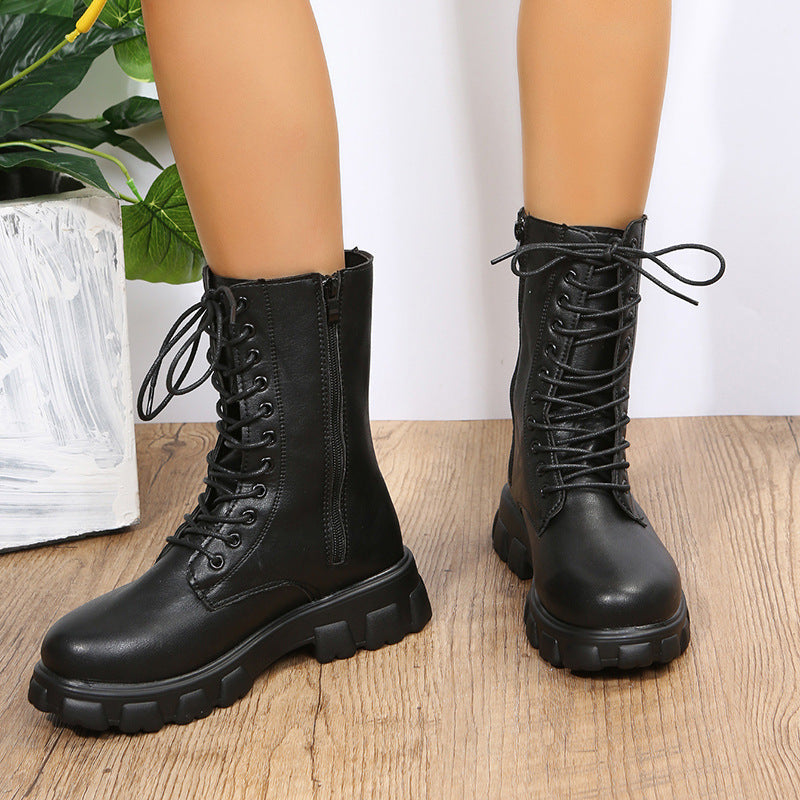 SUENTA Damen Stilvoll Dirndl Schuhe Plateau Mit Blockabsatz - Winterstiefel