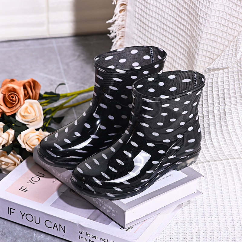 SUENTA Damen Wasserdichte Gummistiefel Mit Bunter Druck Regentage - Winterstiefel Schwarz