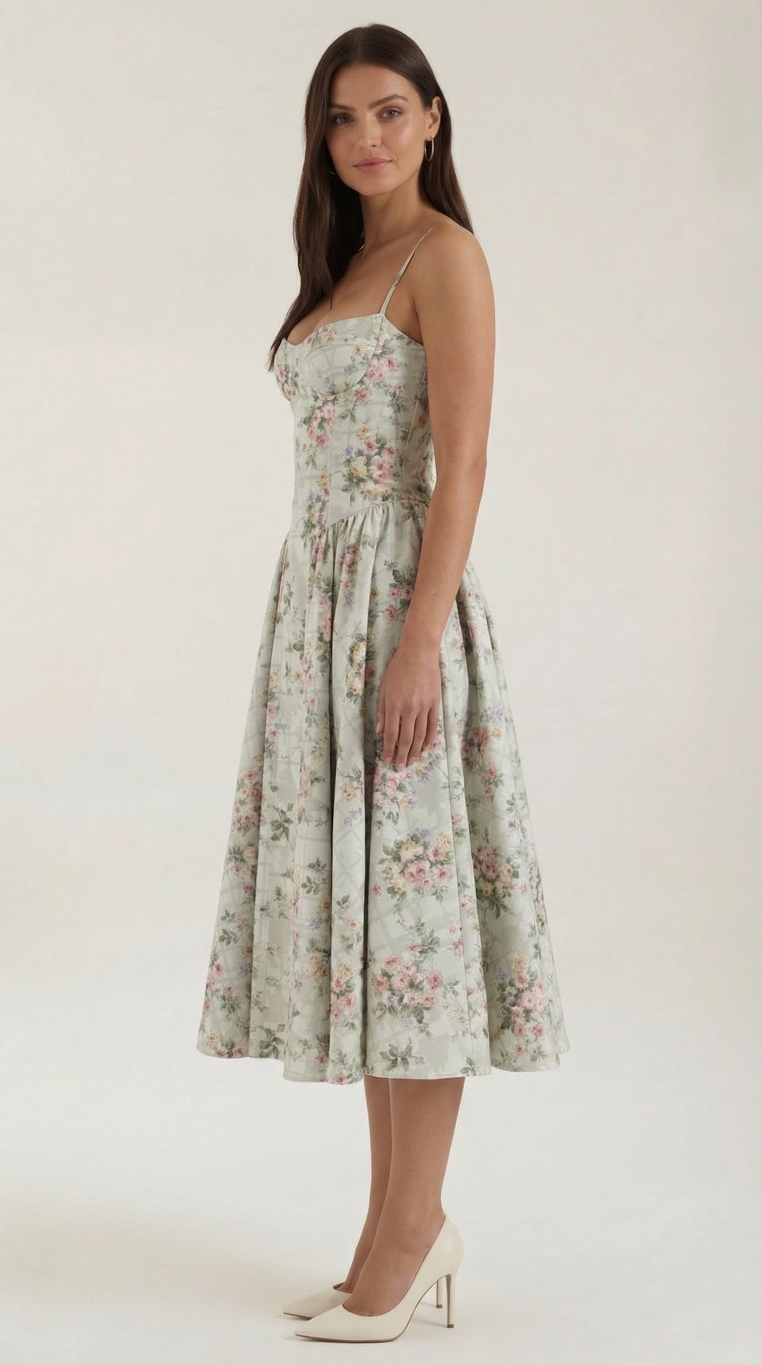 SUENTA Bonera | Damen Midikleid – Cottage-Core-Romantik, Sweetheart-Ausschnitt & Verspielte Schnürbänder