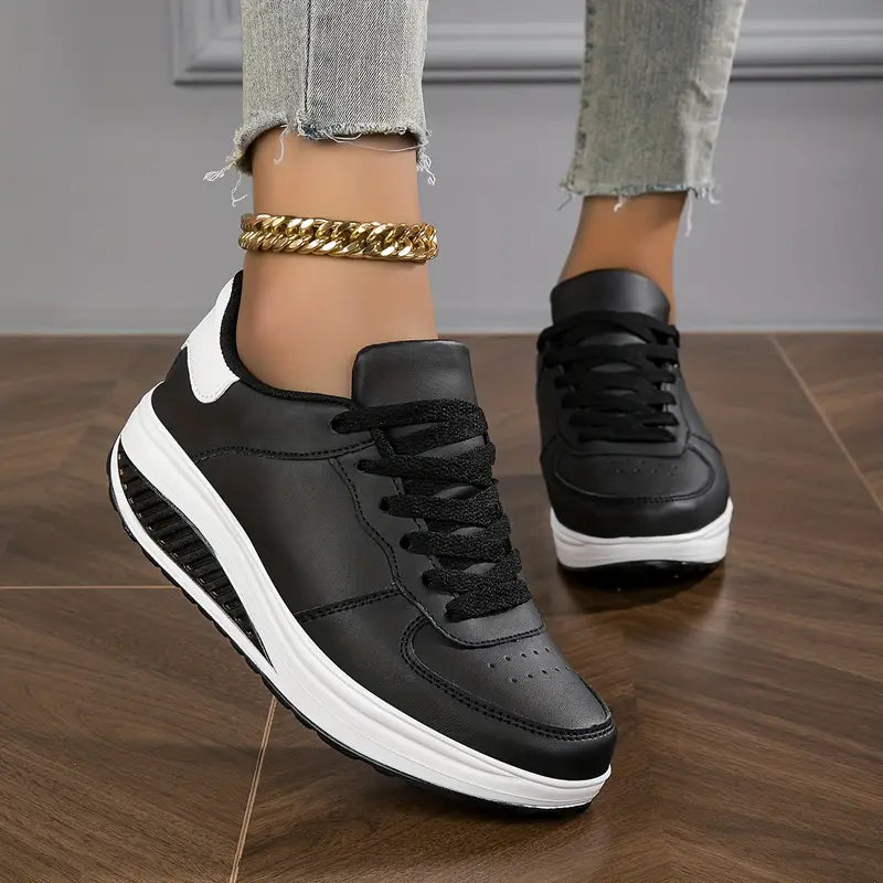 SUENTA Damen-Sneakers Air-Cushion-Sneakers Luftpolster Schwarz