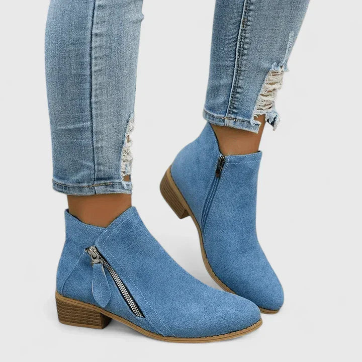 SUENTA Dōre | Damen-Stiefelette mit Reißverschluss Blau