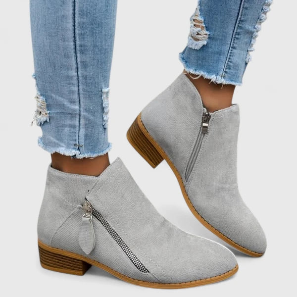 SUENTA Dōre | Damen-Stiefelette mit Reißverschluss Grau