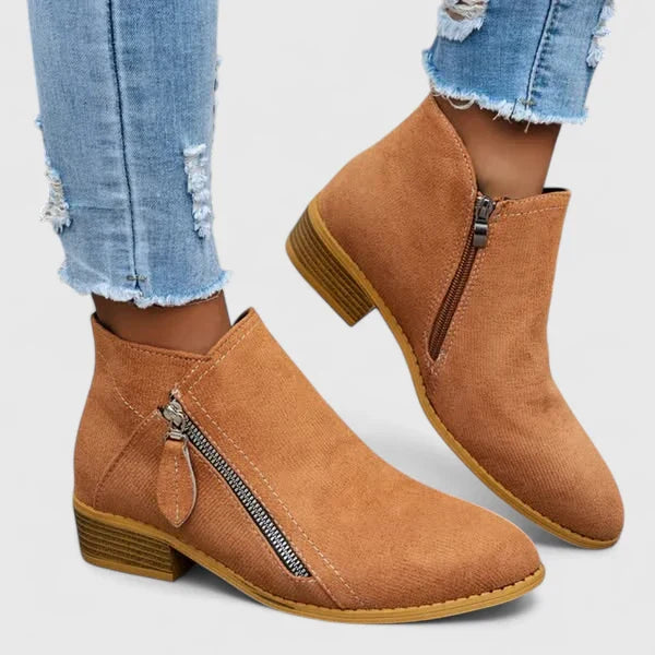 SUENTA Dōre | Damen-Stiefelette mit Reißverschluss Orange
