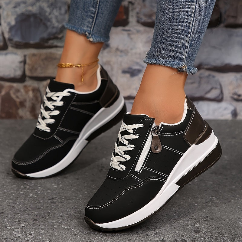 SUENTA Damen Komfortschuhe Medizinisch optimierter Fußunterstützung Für Arbeitstage Klassisch Schwarz