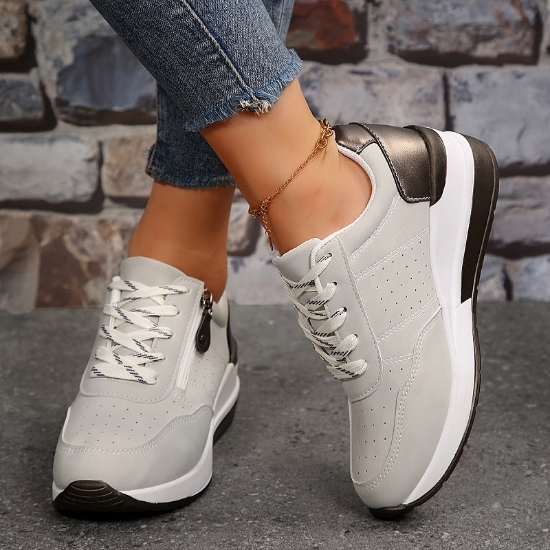 SUENTA Damen Komfortschuhe Medizinisch optimierter Fußunterstützung Für Arbeitstage Grau Velours