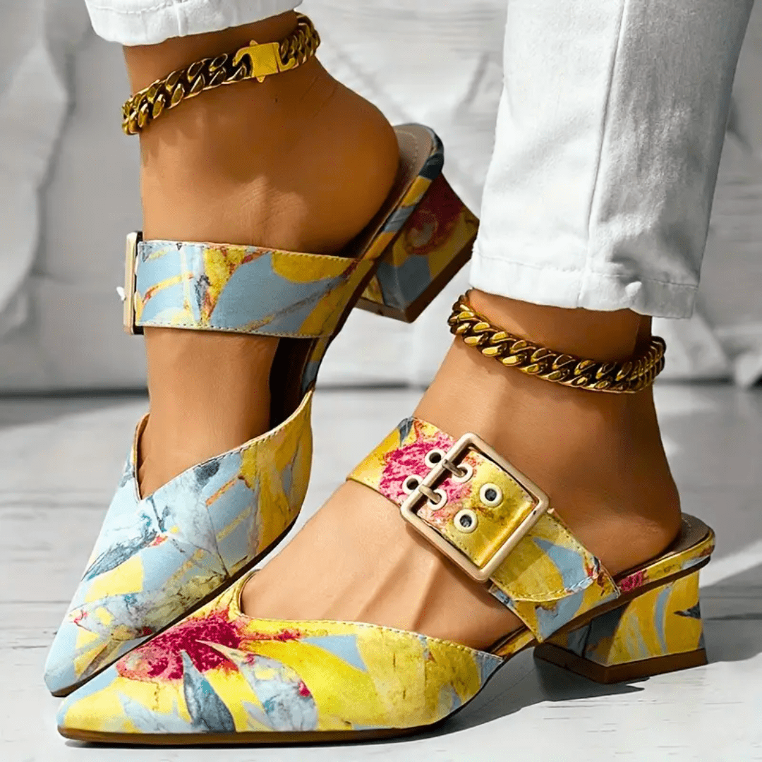 SUENTA Damen Absatzschuhe Fußbett Passend Natürliche Fußform Gelb