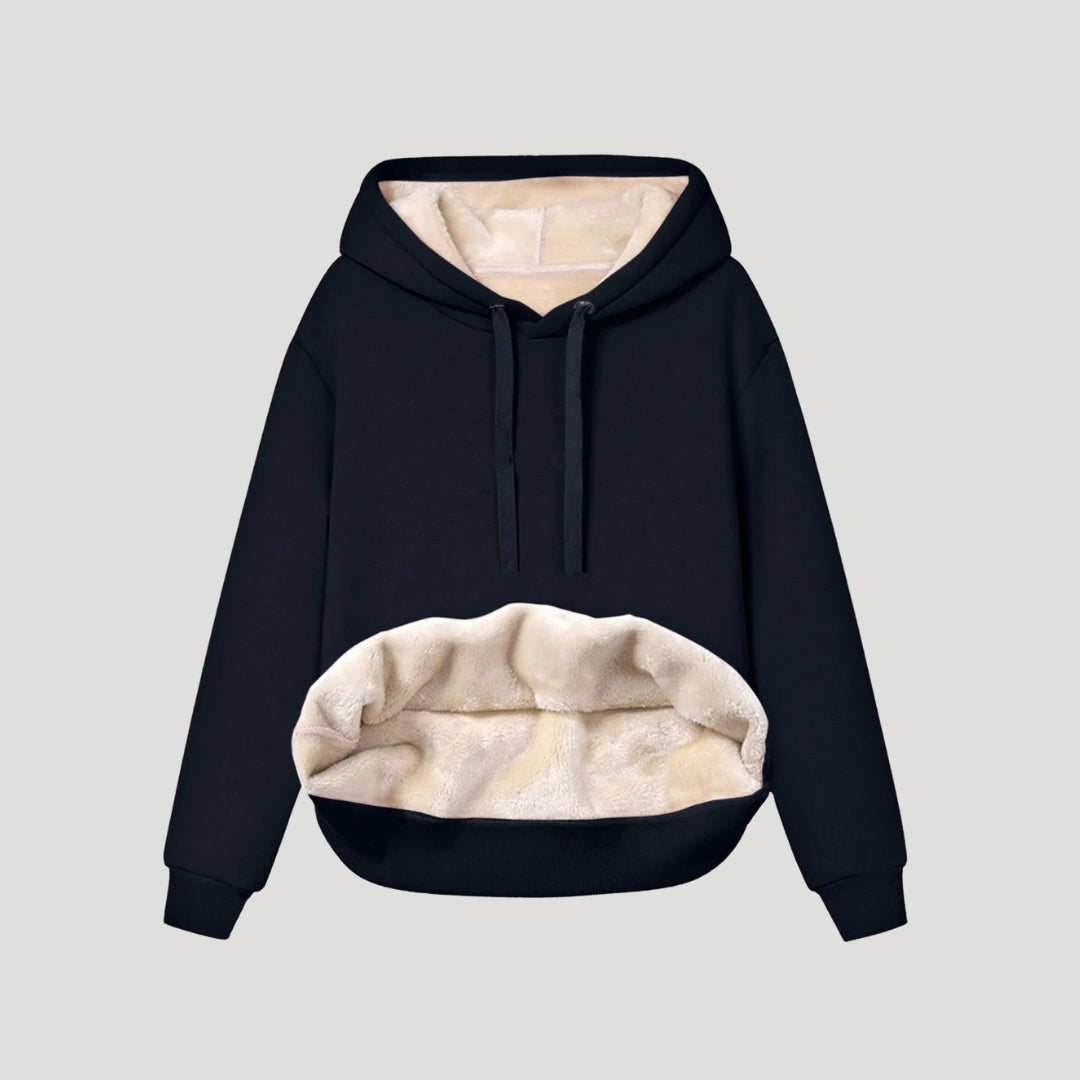 SUENTA Damen Oversize-Hoodie Fleecegefüttert Kängurutasche Kapuze Kordelzug Marineblau