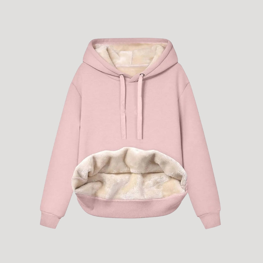 SUENTA Damen Oversize-Hoodie Fleecegefüttert Kängurutasche Kapuze Kordelzug Rosa