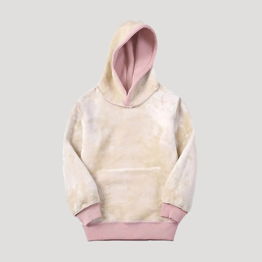 SUENTA Damen Oversize-Hoodie Fleecegefüttert Kängurutasche Kapuze Kordelzug