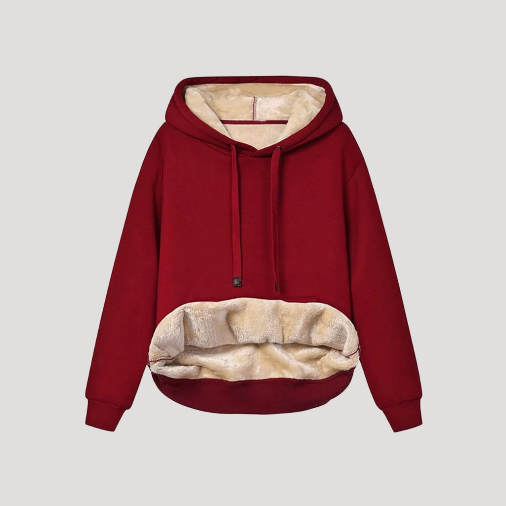 SUENTA Damen Oversize-Hoodie Fleecegefüttert Kängurutasche Kapuze Kordelzug