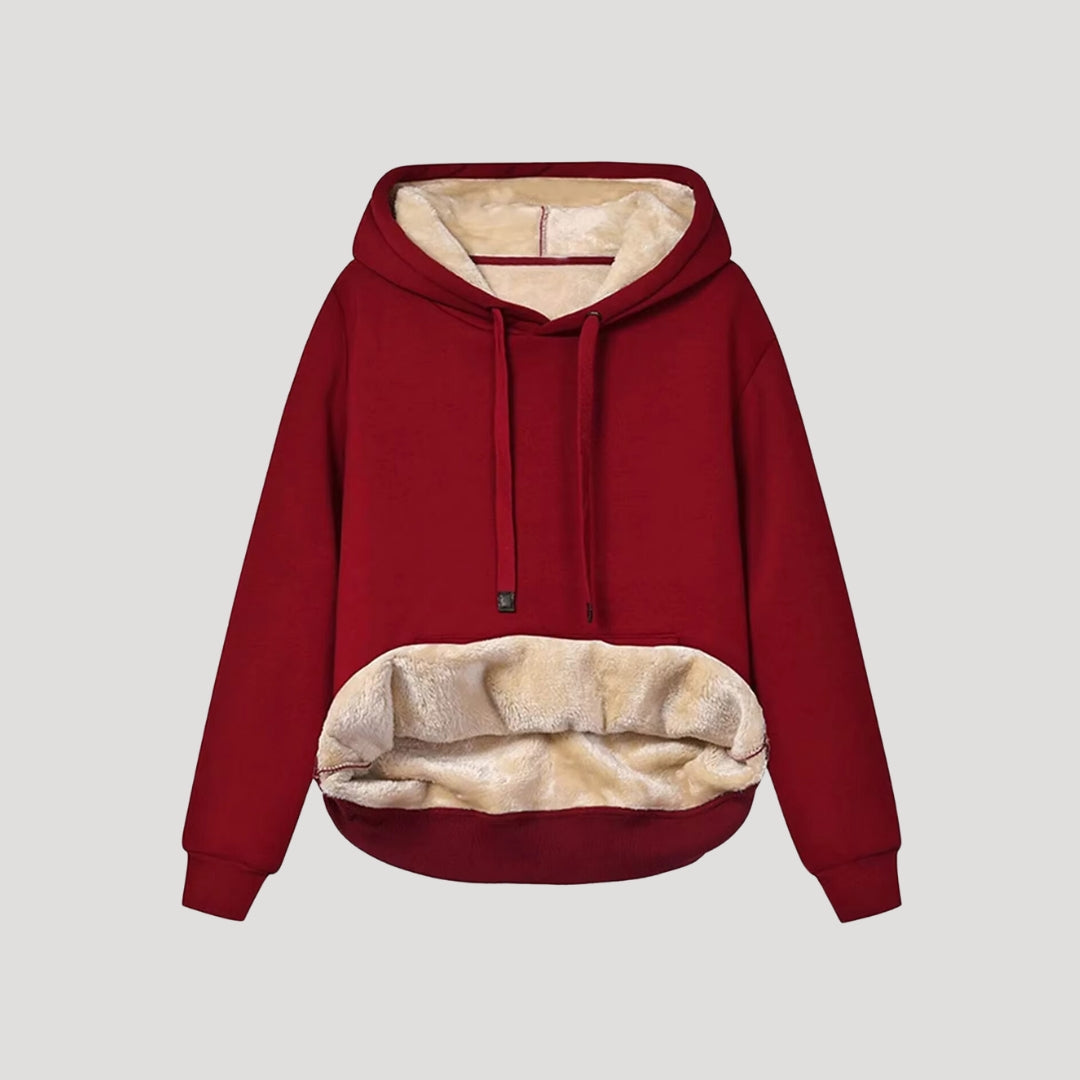 SUENTA Damen Oversize-Hoodie Fleecegefüttert Kängurutasche Kapuze Kordelzug