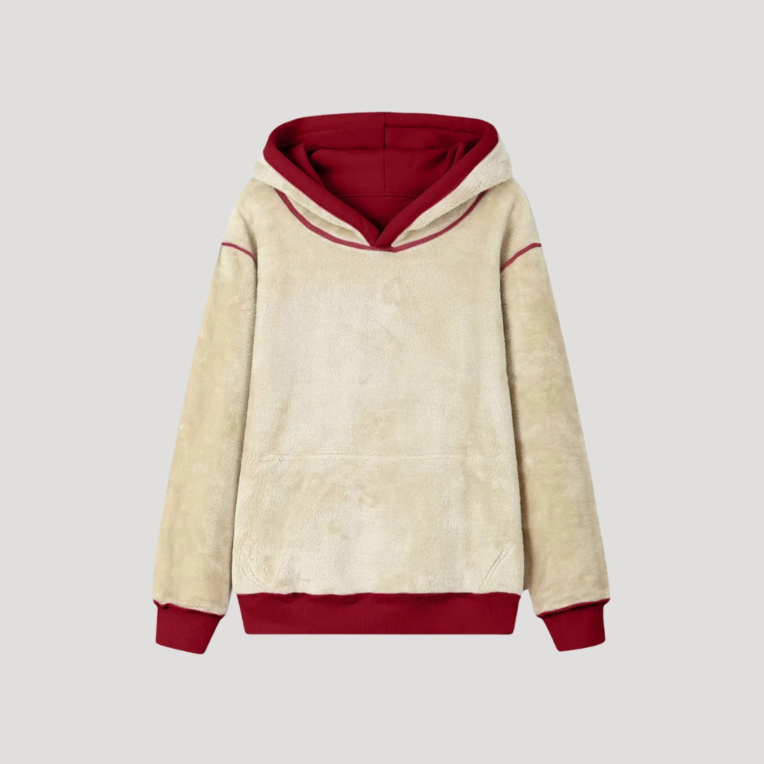 SUENTA Damen Oversize-Hoodie Fleecegefüttert Kängurutasche Kapuze Kordelzug