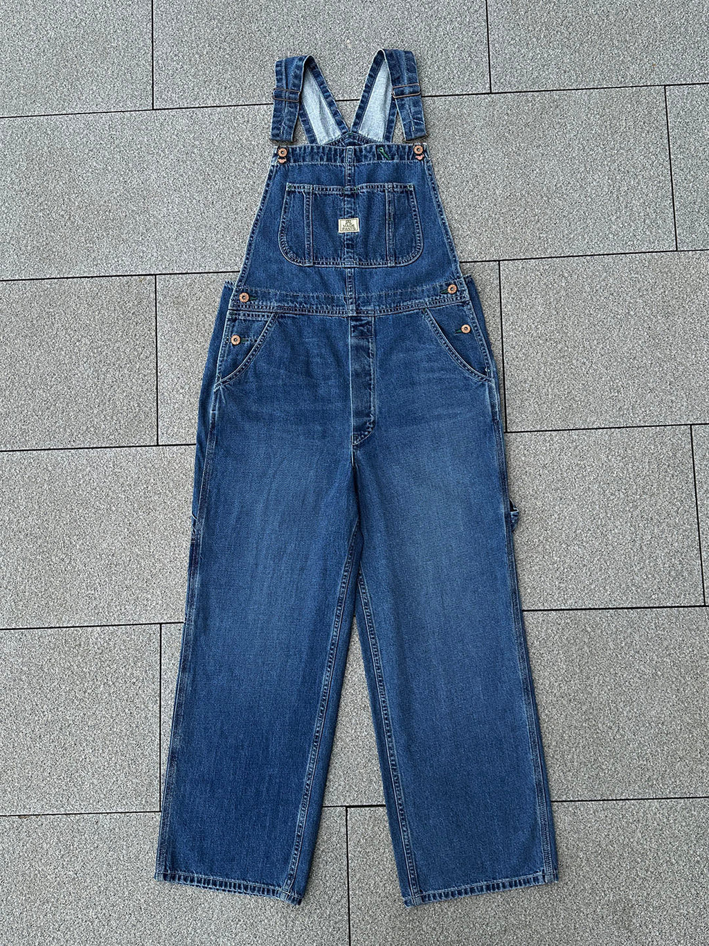 SUENTA Damen Denim Latzhosen 11 oz. Denim Grüne Akzentnähte Overall